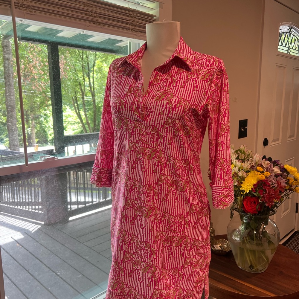 Jude Connally Pink and Gold Patterned Dress